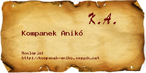 Kompanek Anikó névjegykártya